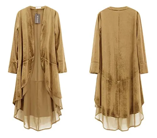 R.Vivimos Asymmetric Long Velvet Blazers Coat