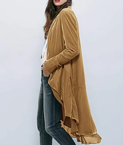 R.Vivimos Asymmetric Long Velvet Blazers Coat