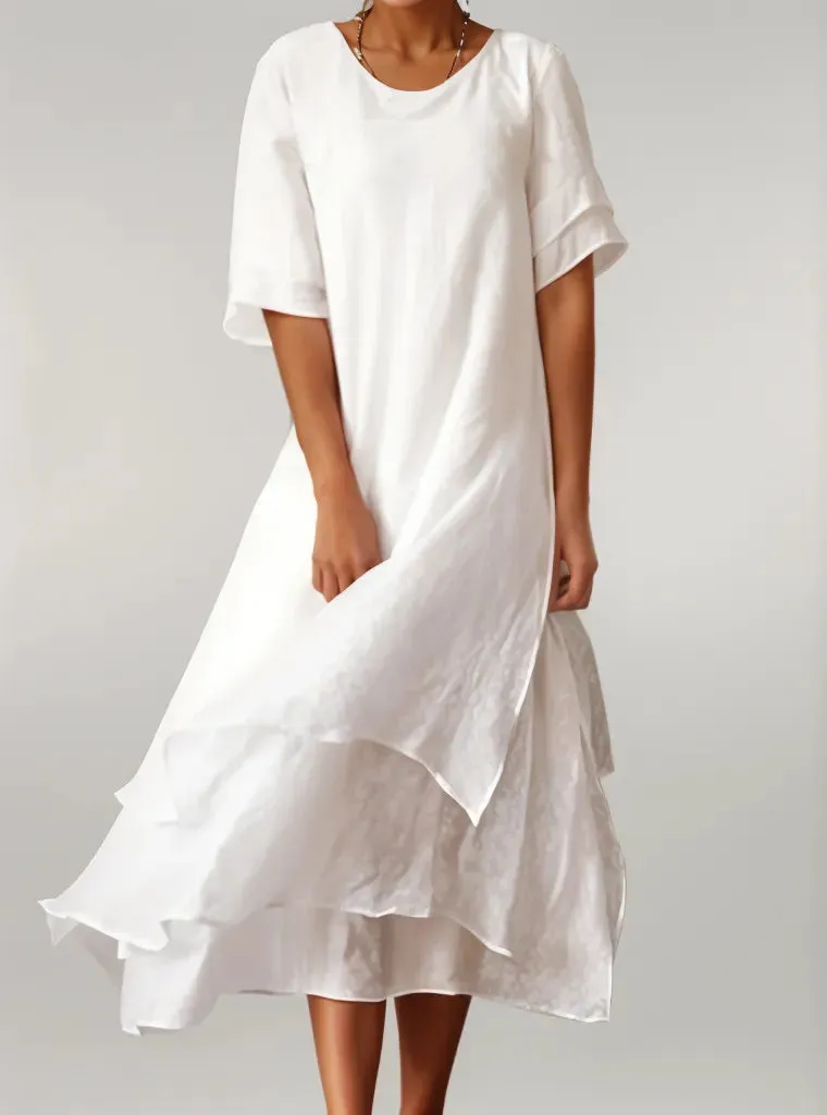 SAMANTHA - ASYMMETRICAL V-NECK DRESS