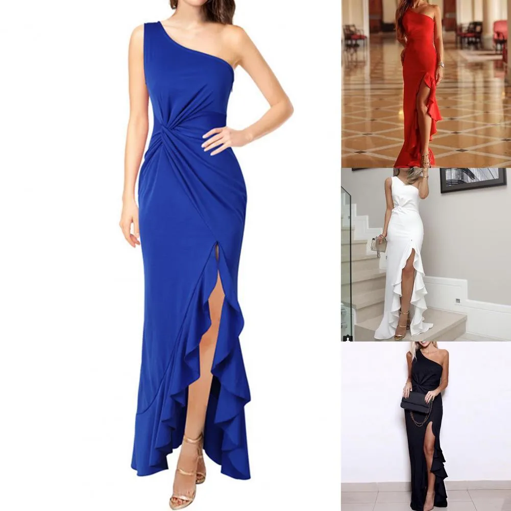 Sexy Off Shoulder Flower Bodycon Maxi Dress