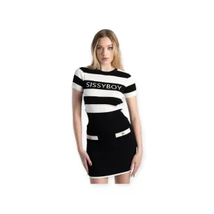 Sissy Boy Blank Space Stripe Knit Logo Top Black/White
