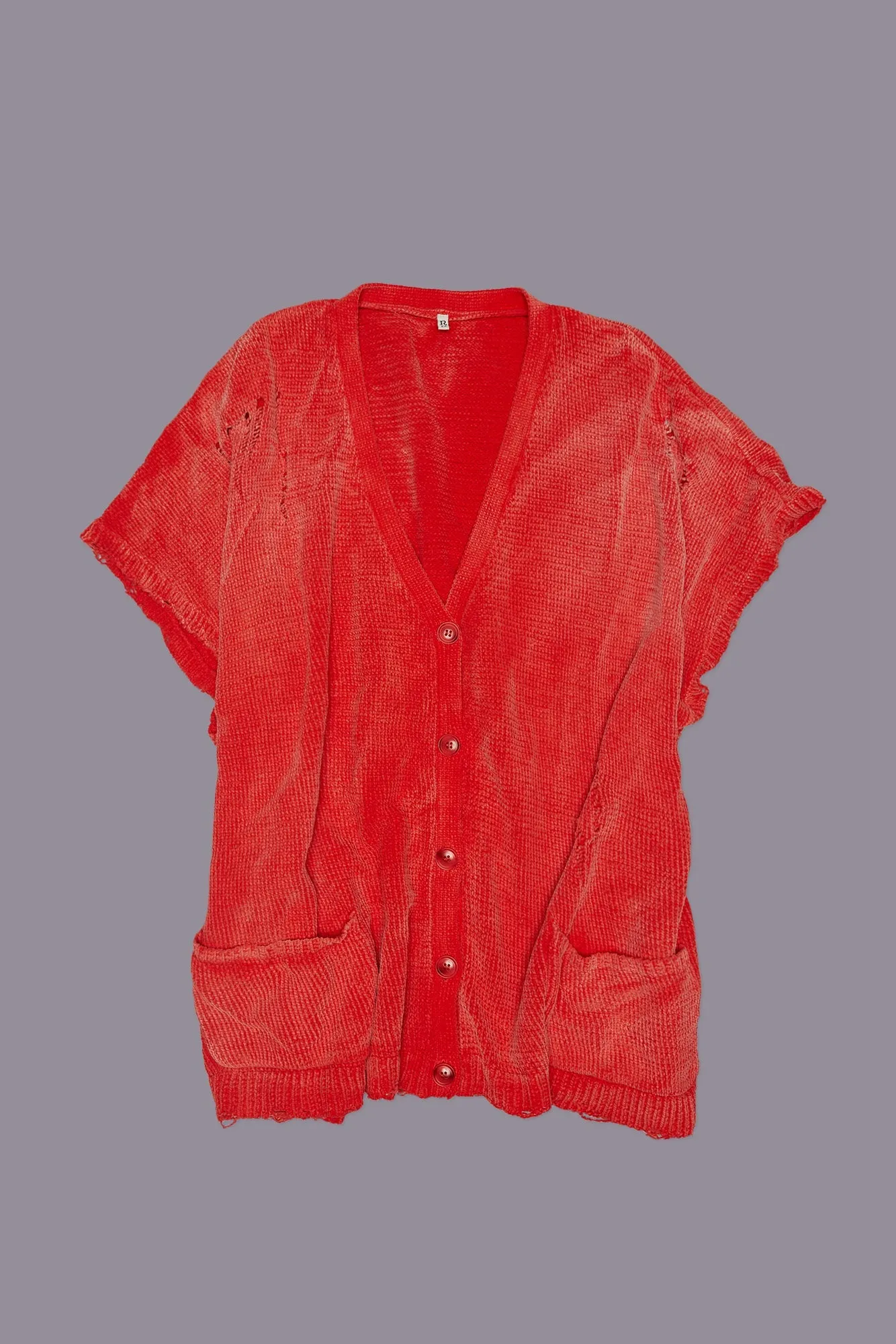 SLEEVELESS BOXY CARDIGAN DRESS - RED