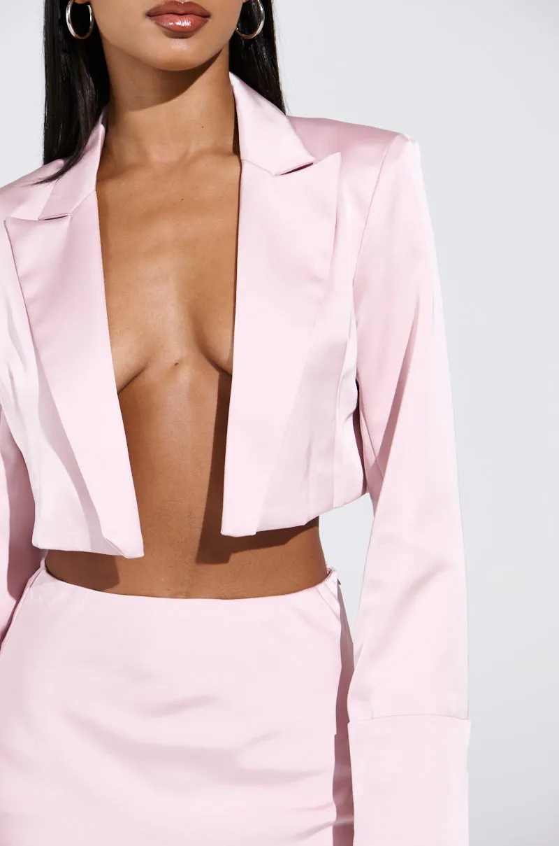 SOFIA CROPPED SATIN BLAZER