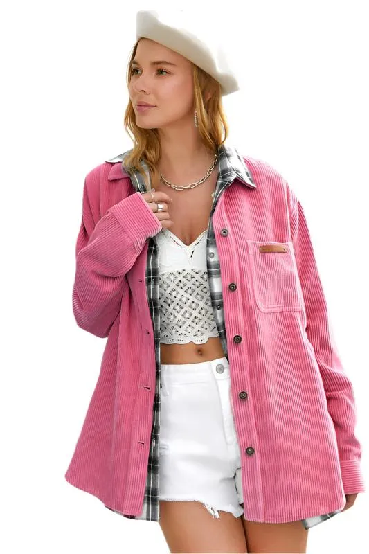 Soft Corduroy Oversized Buttoned Shacket