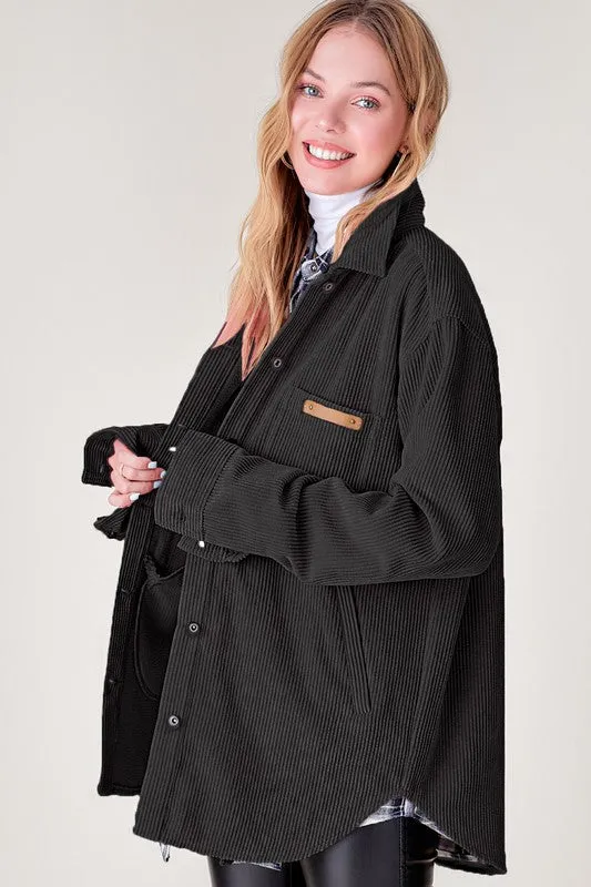 Soft Corduroy Oversized Buttoned Shacket
