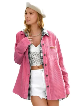 Soft Corduroy Oversized Buttoned Shacket