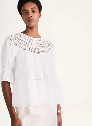 Sol Eyelet Top in White