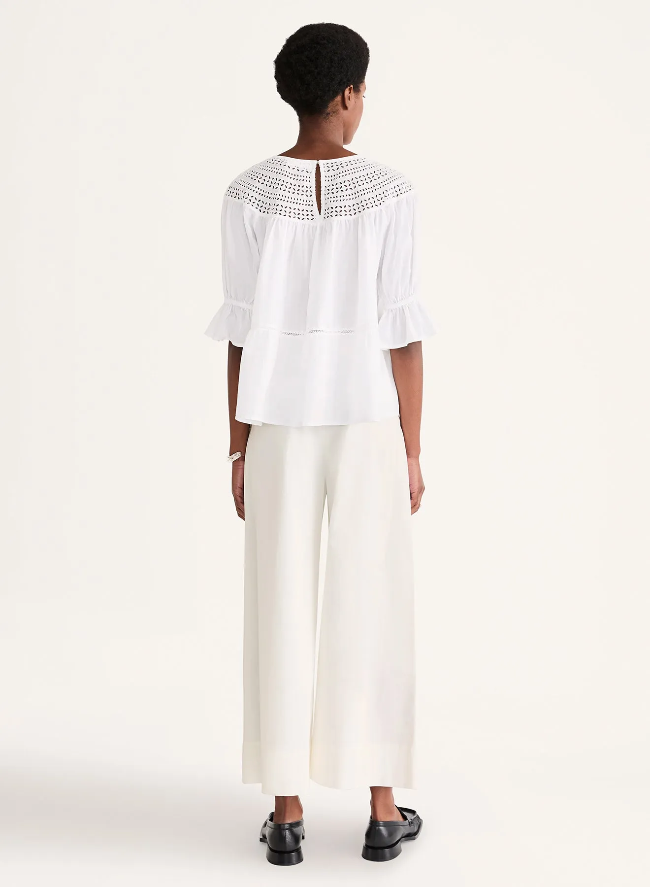 Sol Eyelet Top in White