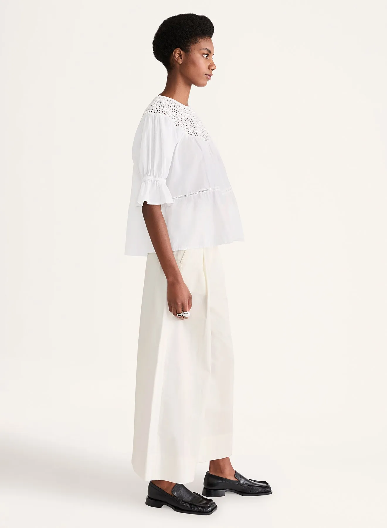 Sol Eyelet Top in White