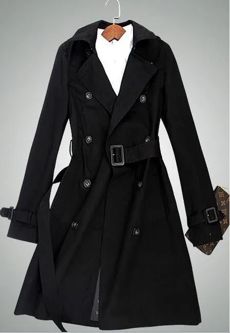 Spring Autumn Casual Trench coat for women Plus Size Long Double breasted Slim Windbreaker Outerwear Coats