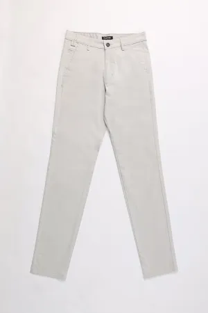 STONE GREY TAPPERED FIT PANTS
