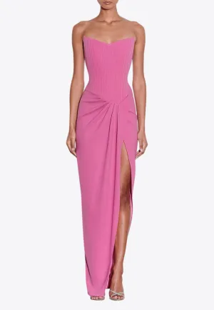 Strapless Corset Asymmetrical Maxi Dress
