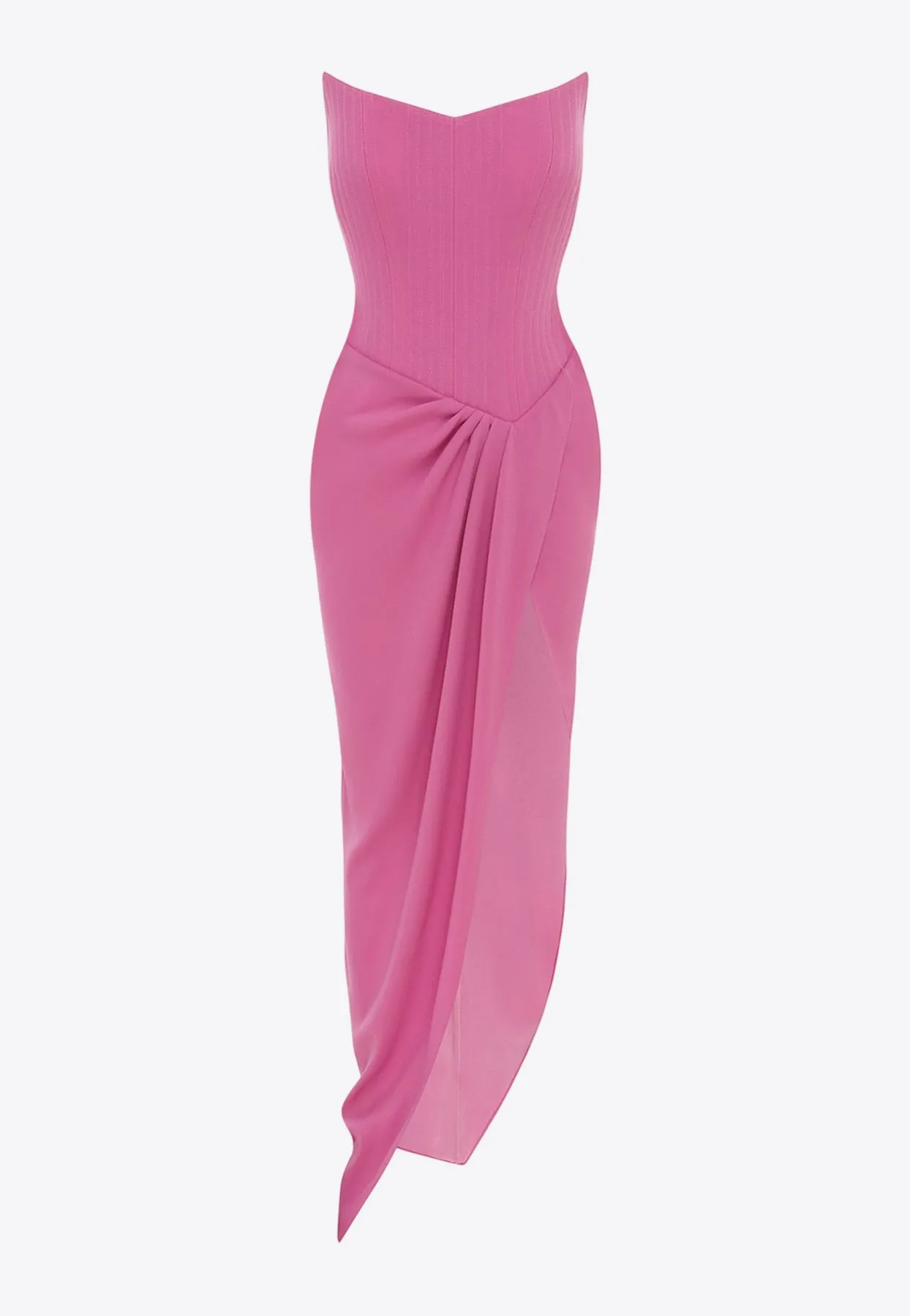 Strapless Corset Asymmetrical Maxi Dress