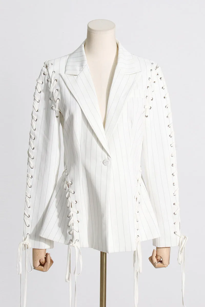 Stripe Lace Up Blazer
