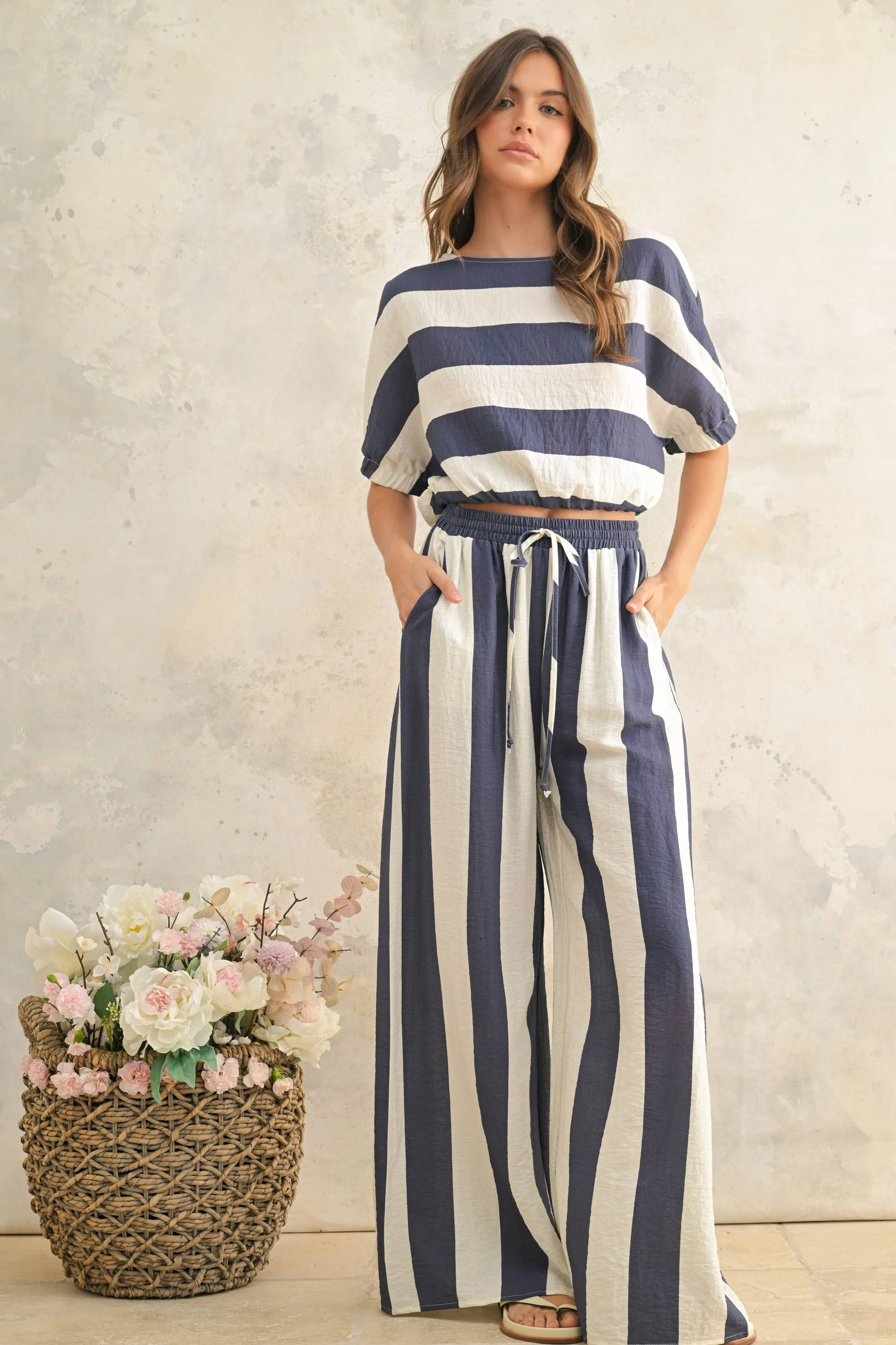 Striped Wide Leg Trouser