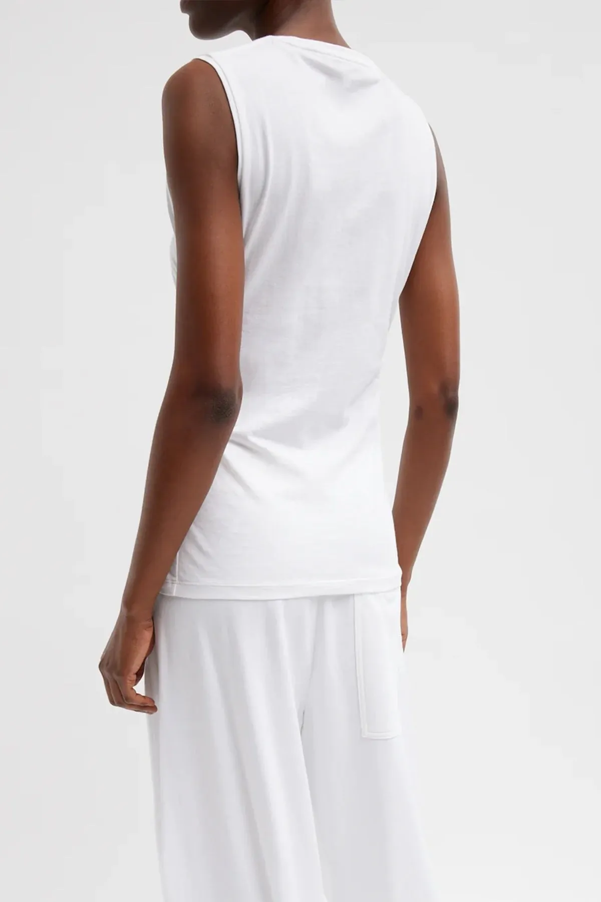T-Shirting Shirred Crewneck Top in White