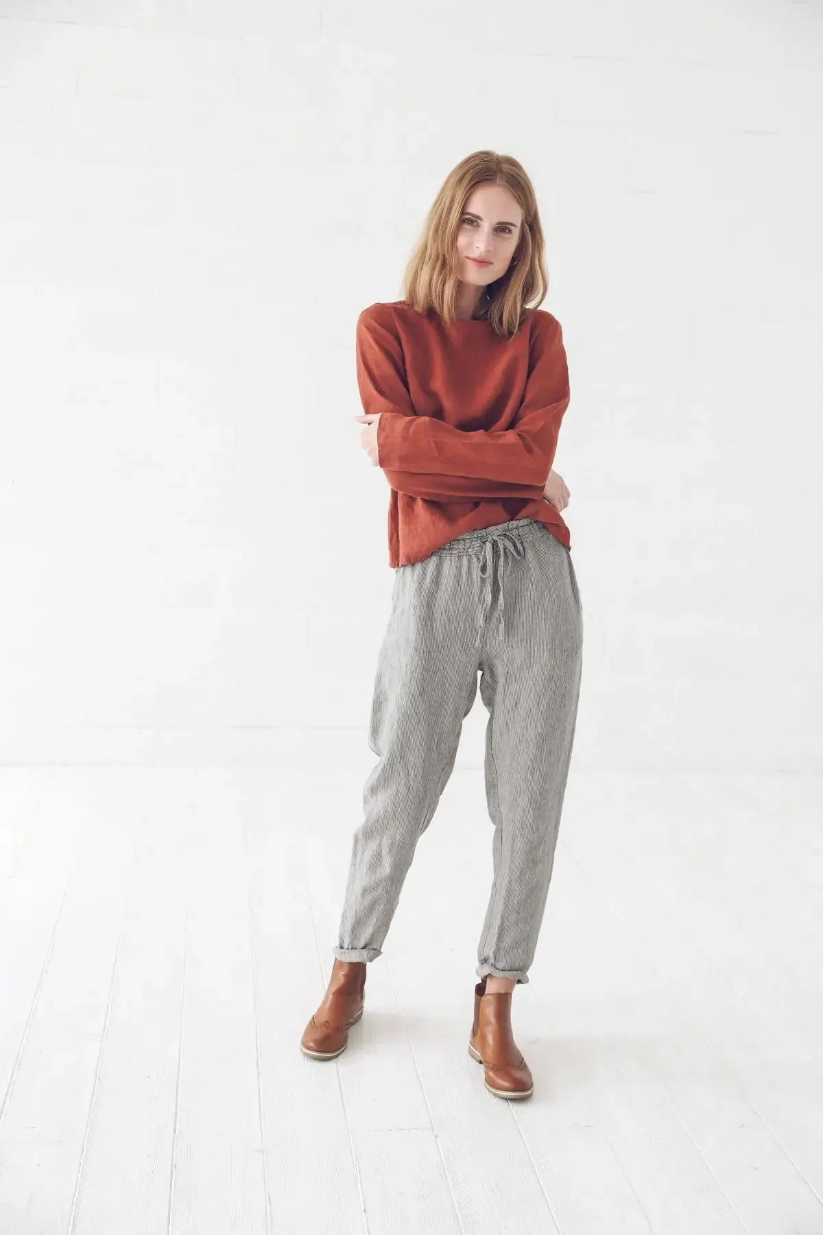 Tapered Linen Pants Comfort