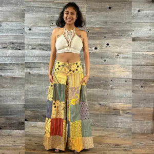 Tempation Wide Leg Cotton Patchwork Pants