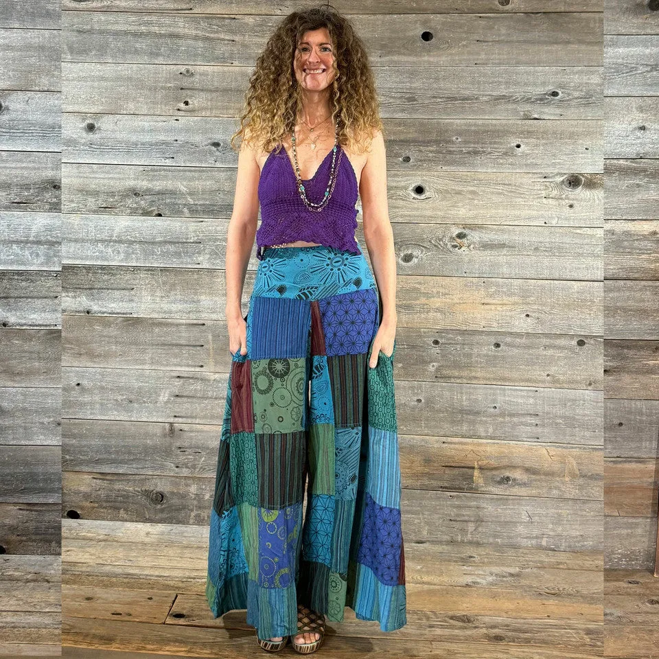 Tempation Wide Leg Cotton Patchwork Pants