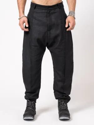 Textured Linen-Cotton Tapered Pants