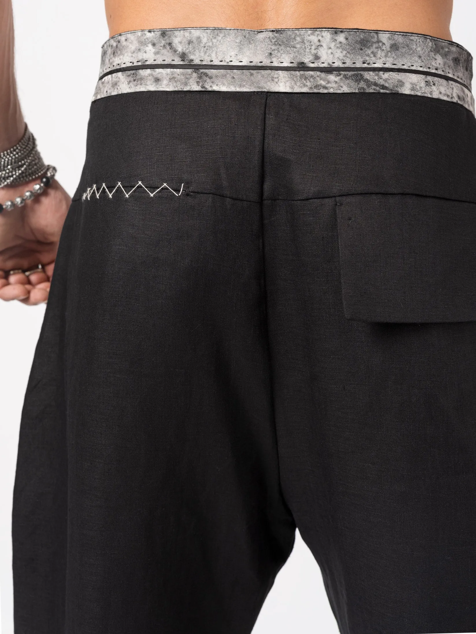 Textured Linen-Cotton Tapered Pants