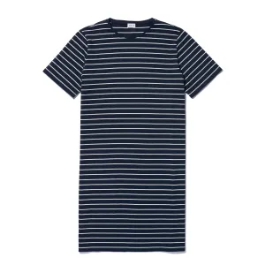 The Tee Dress - Navy/Cream Pinstripe
