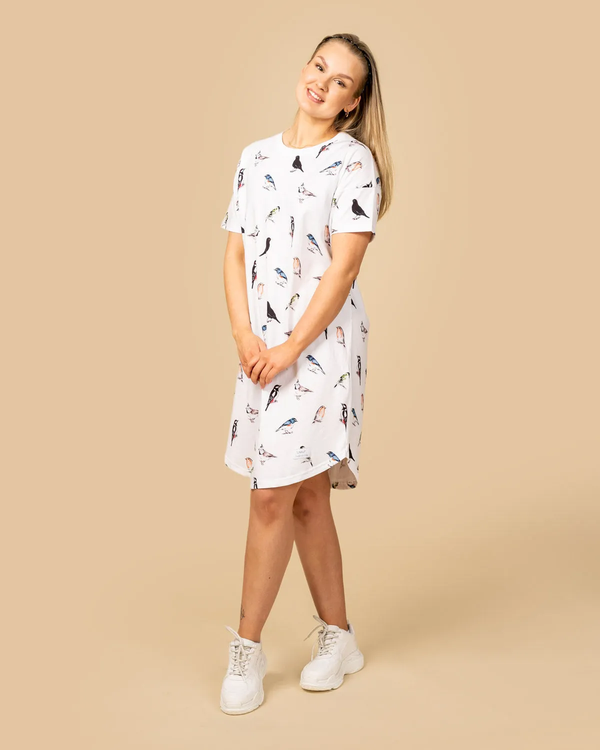 Toive T-Shirt Dress White Birds