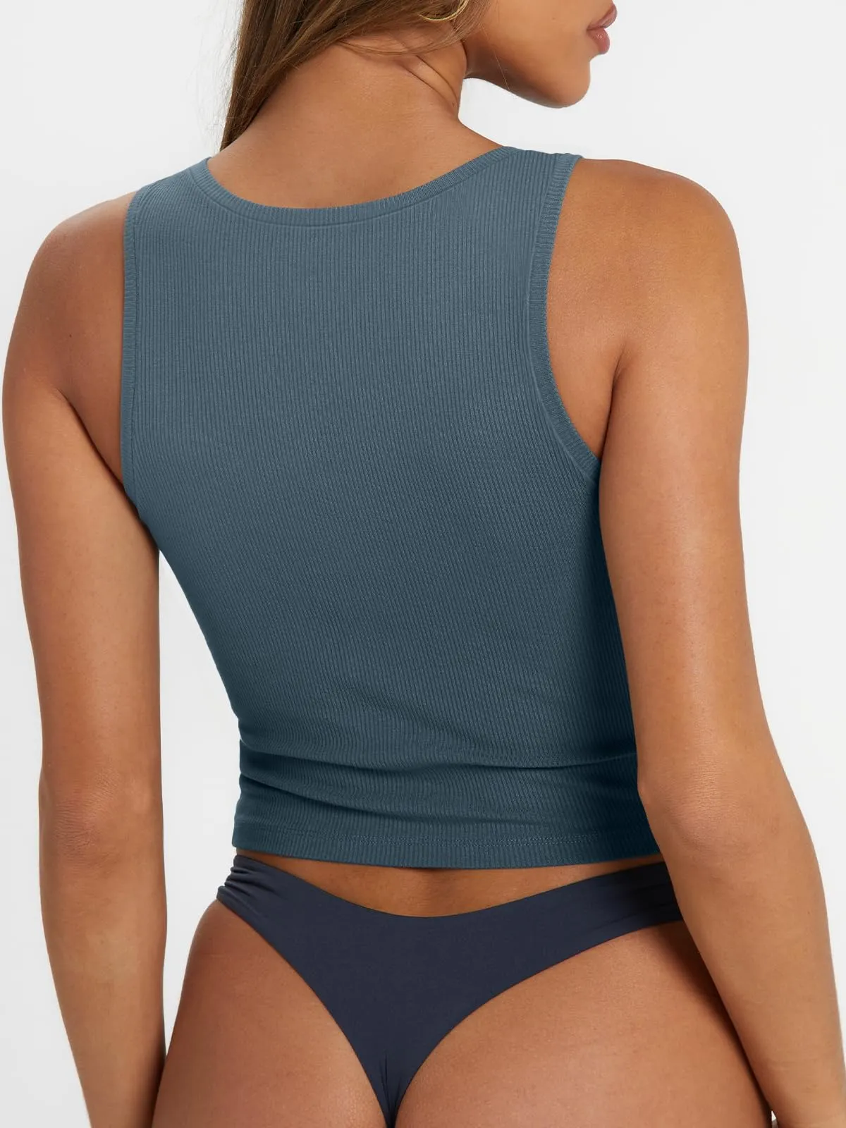 Trendy Queen Womens Square Neck Tank Tops Workout Summer Camisole Sleeveless Tops Beach Spring Clothes 2024 Grey Blue