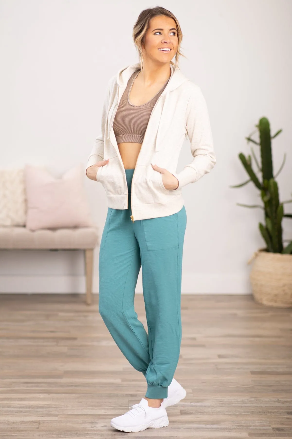 Turquoise Airflow Wide Waistband Joggers