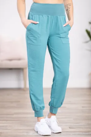 Turquoise Airflow Wide Waistband Joggers