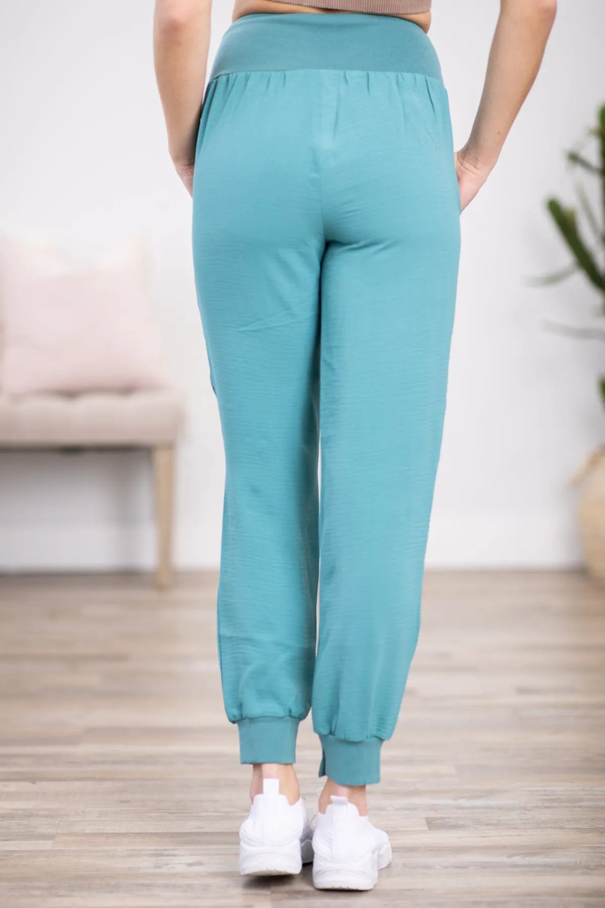 Turquoise Airflow Wide Waistband Joggers