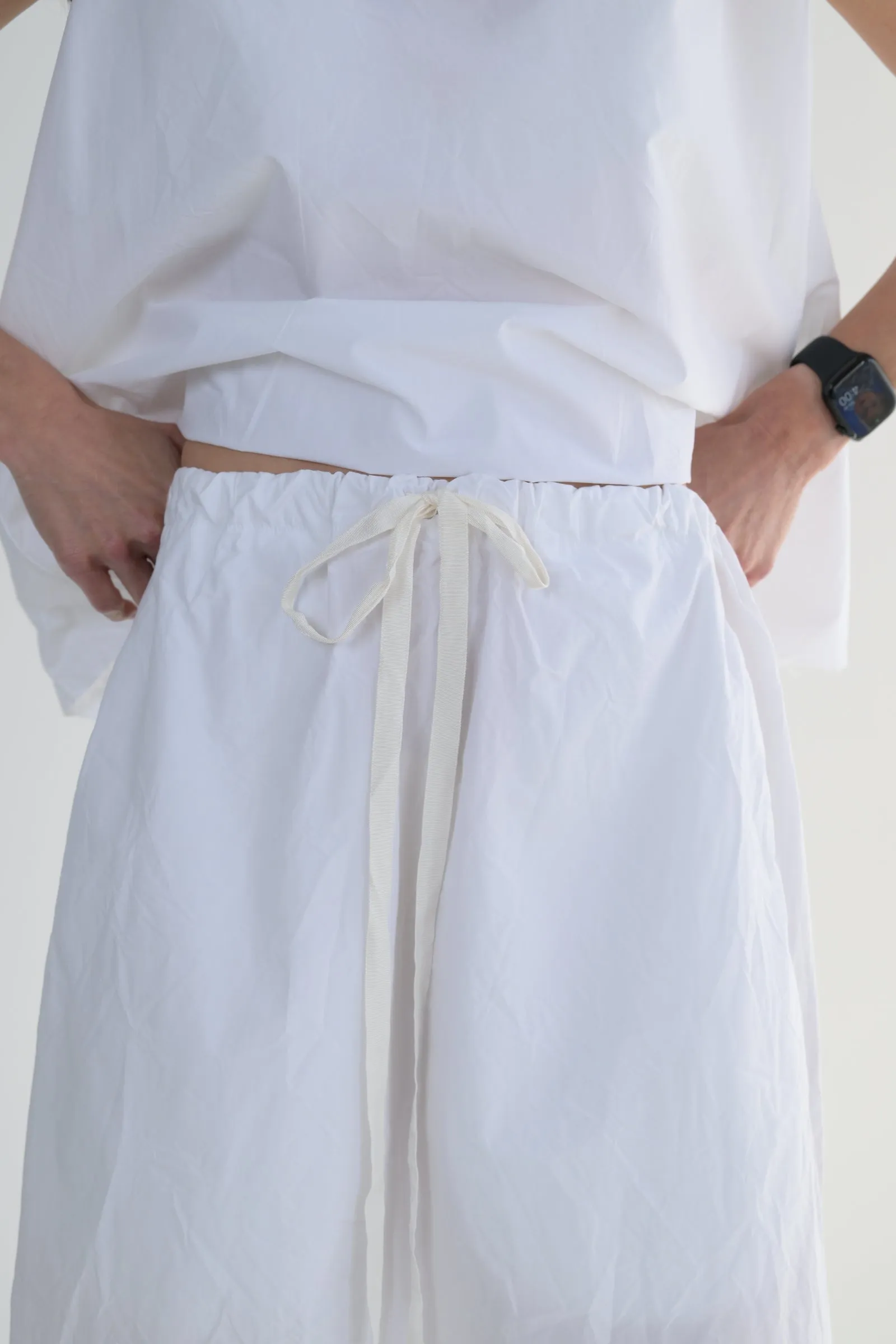 Twisted Skirt Medium Long in White