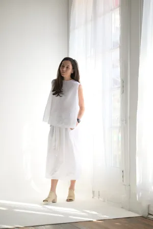 Twisted Skirt Medium Long in White