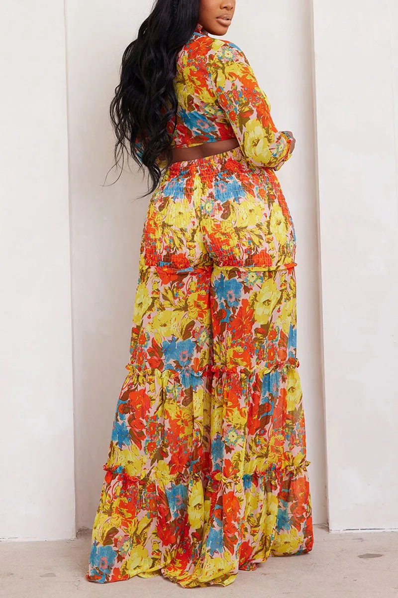 UF0287 Chiffon Pants Set