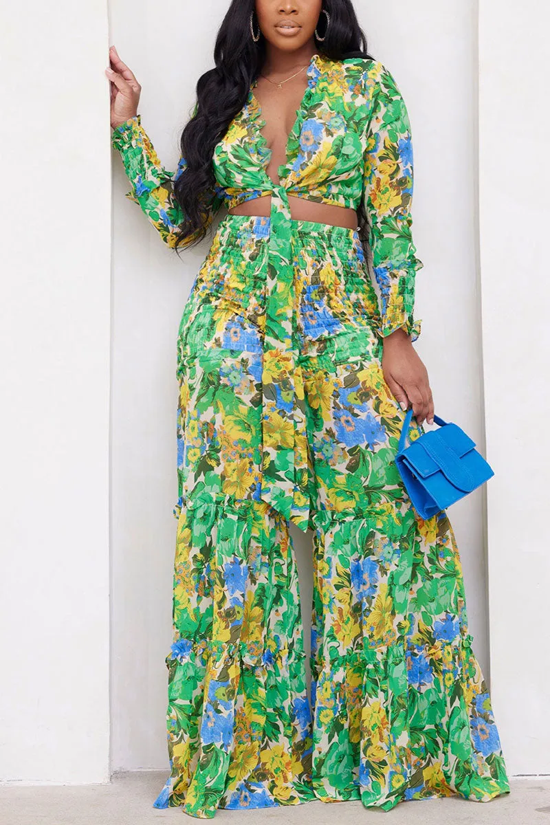 UF0287 Chiffon Pants Set