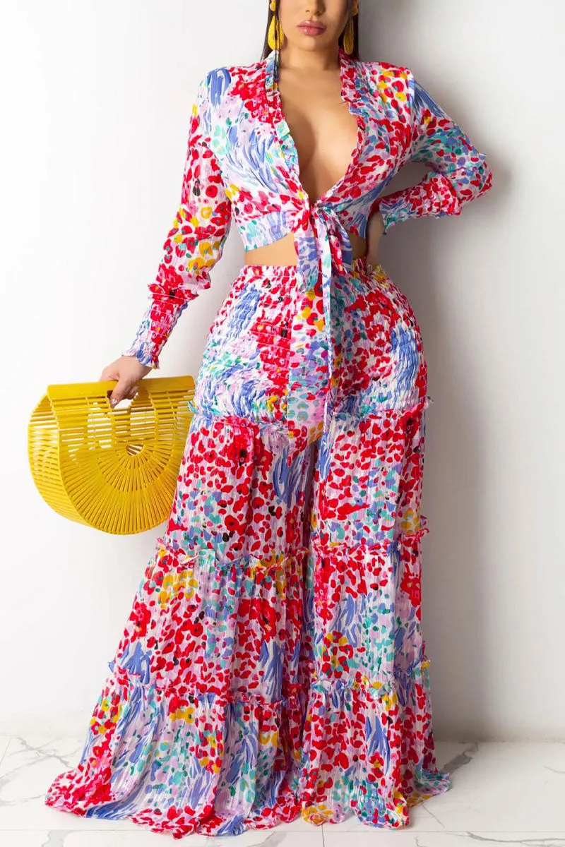 UF0287 Chiffon Pants Set