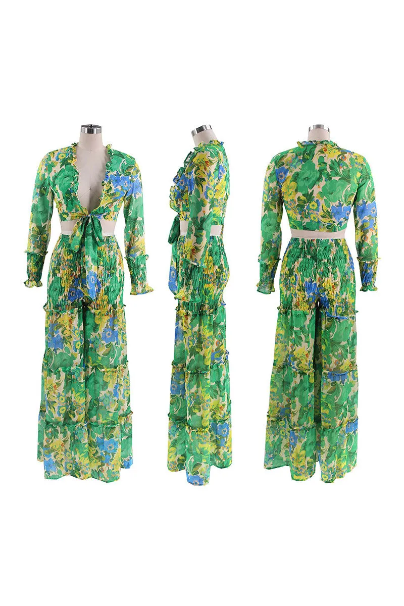 UF0287 Chiffon Pants Set