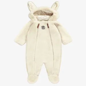 Une pièce crème en peluche synthétique, naissance || Cream one piece in synthetic plush, newborn