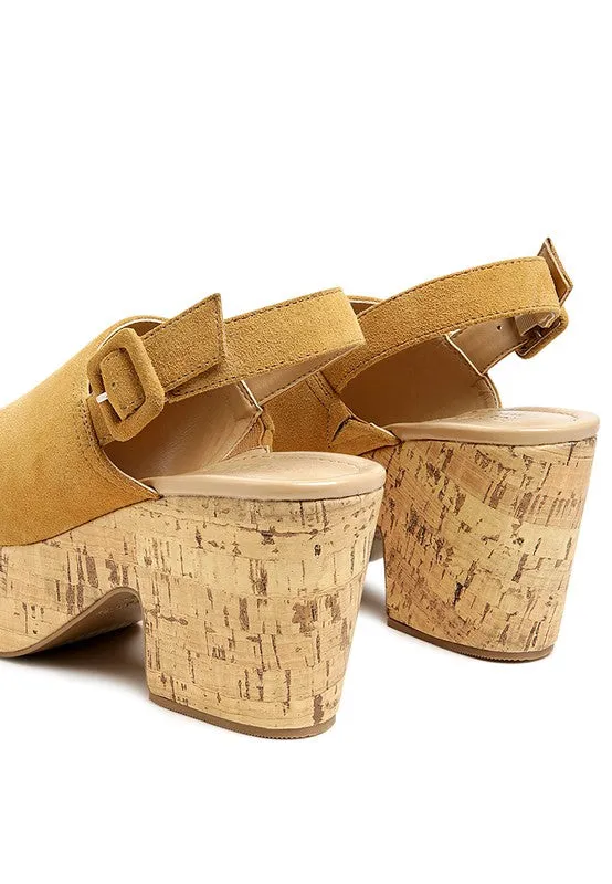 Vayda Suede Leather Slingback Platform 1970's Mules in Black or Tan | Rag Company