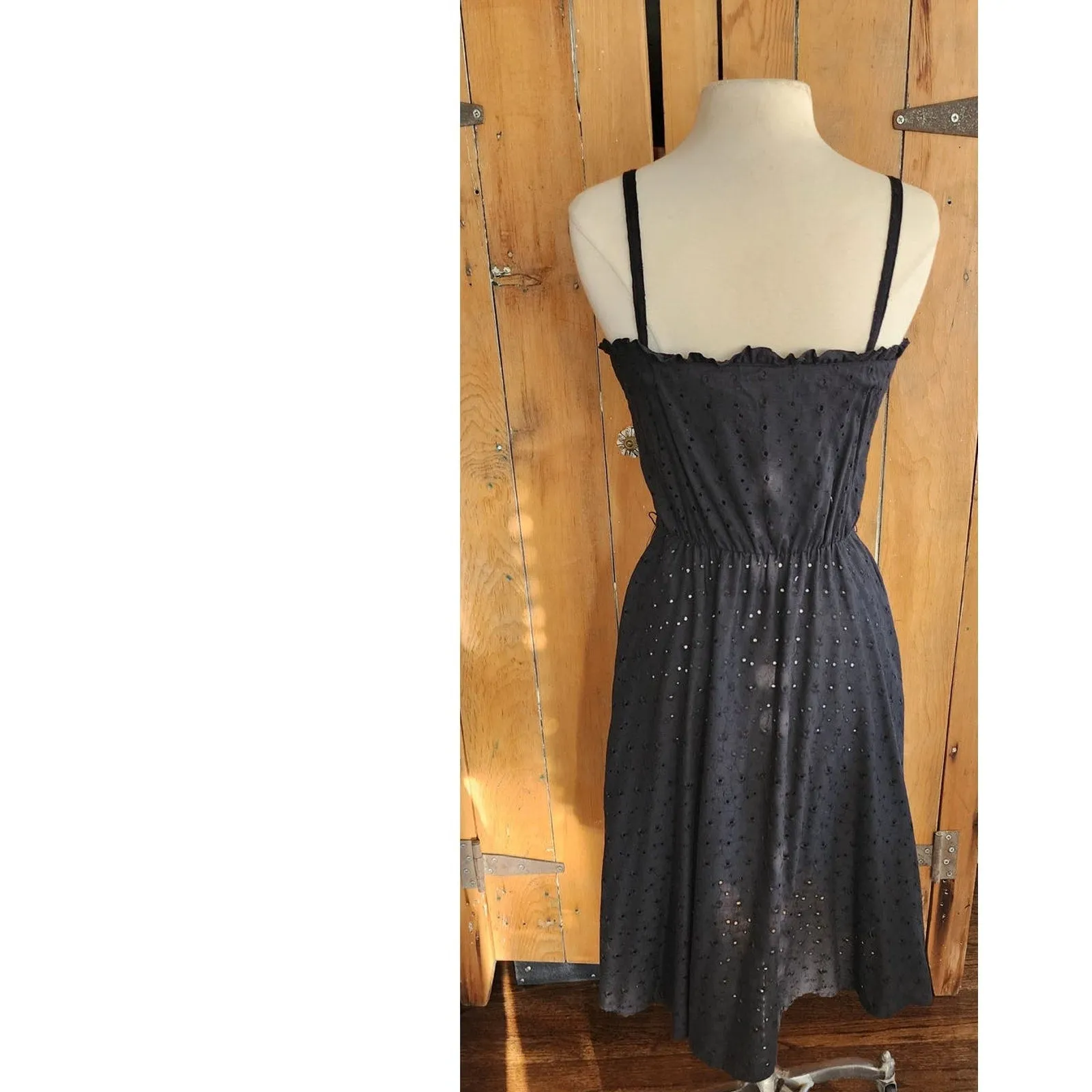 Vintage 70s Black Eyelet Lace Dress   Bolero Jacket Set Chetta B by Peter Noviello