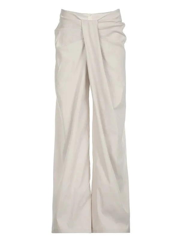 Vintage Irregular Crossed Waist Wide Leg Pants
