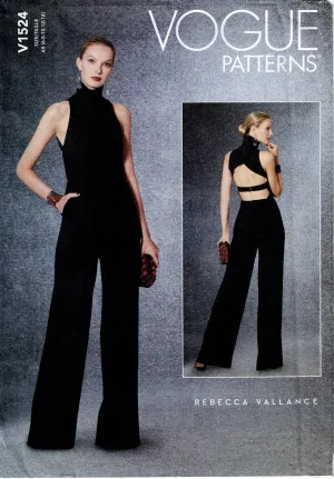 Vogue Designer Original 1524 REBECCA VALLANCE Womens Custom Fit Sleeveless Evening Jumpsuit Out Of Print Sewing Pattern Size 6 - 14 UNCUT Factory Folded
