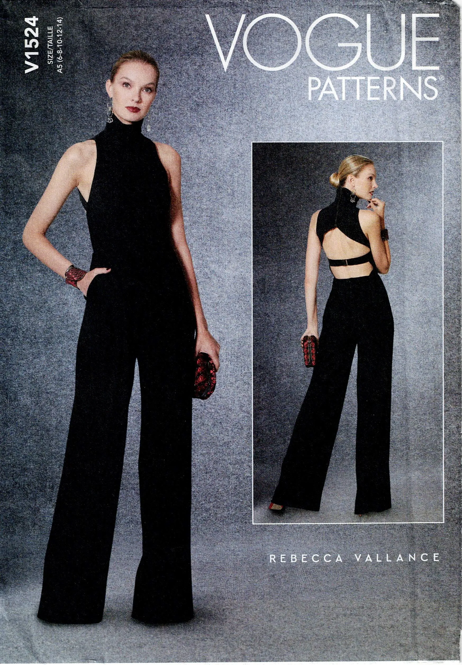 Vogue Designer Original 1524 REBECCA VALLANCE Womens Custom Fit Sleeveless Evening Jumpsuit Out Of Print Sewing Pattern Size 6 - 14 UNCUT Factory Folded