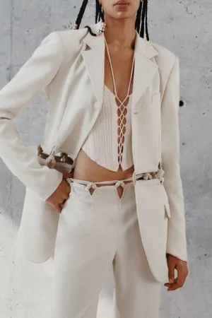 Waist Cut-Out Braided Blazer