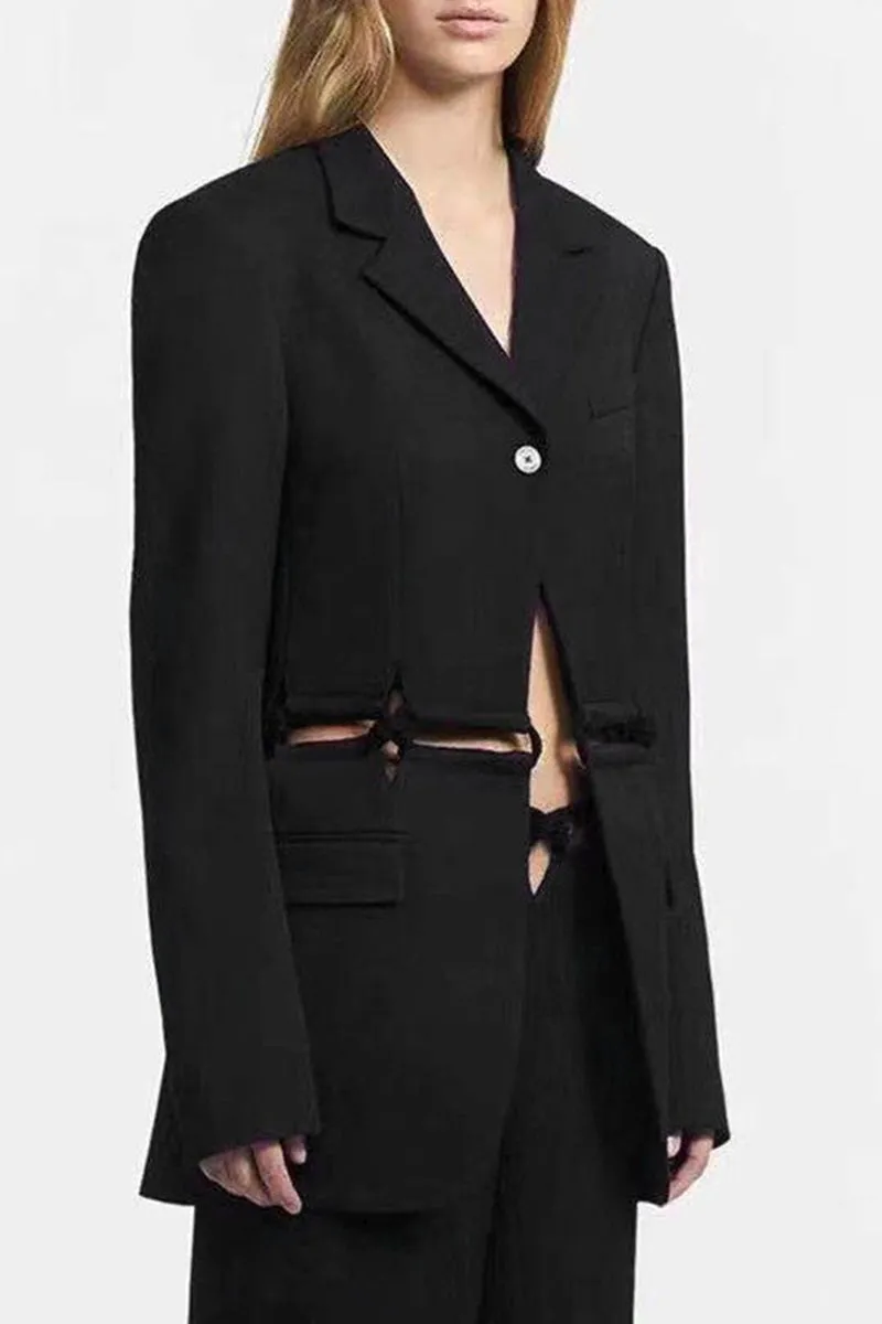Waist Cut-Out Braided Blazer