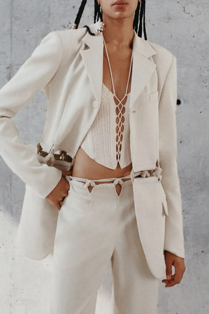 Waist Cut-Out Braided Blazer