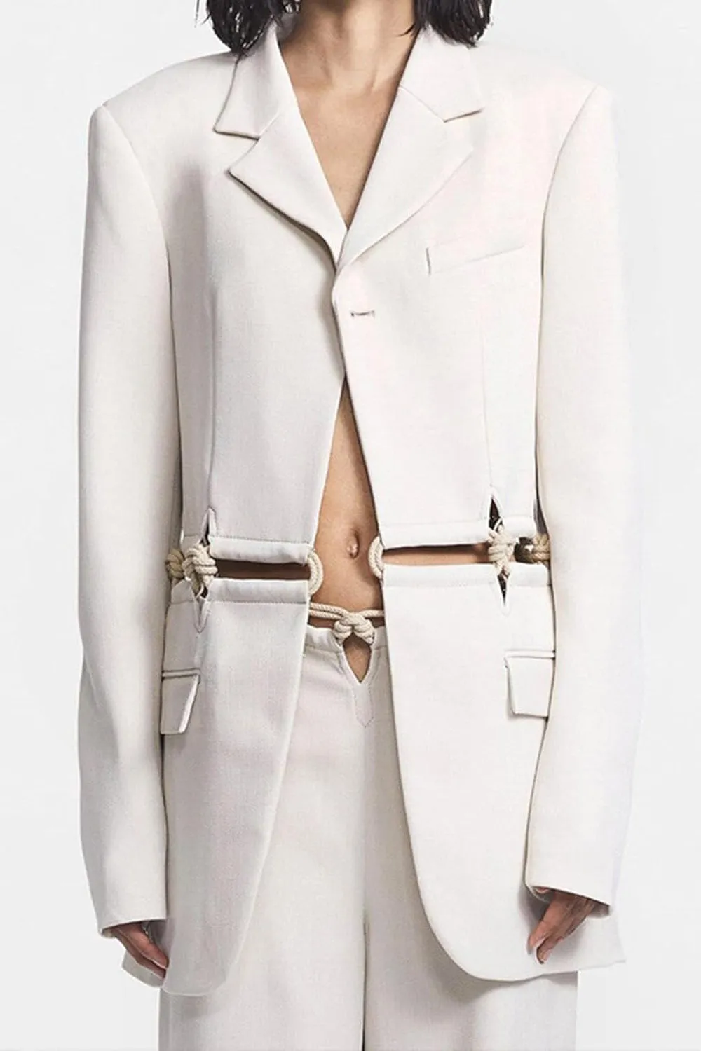Waist Cut-Out Braided Blazer