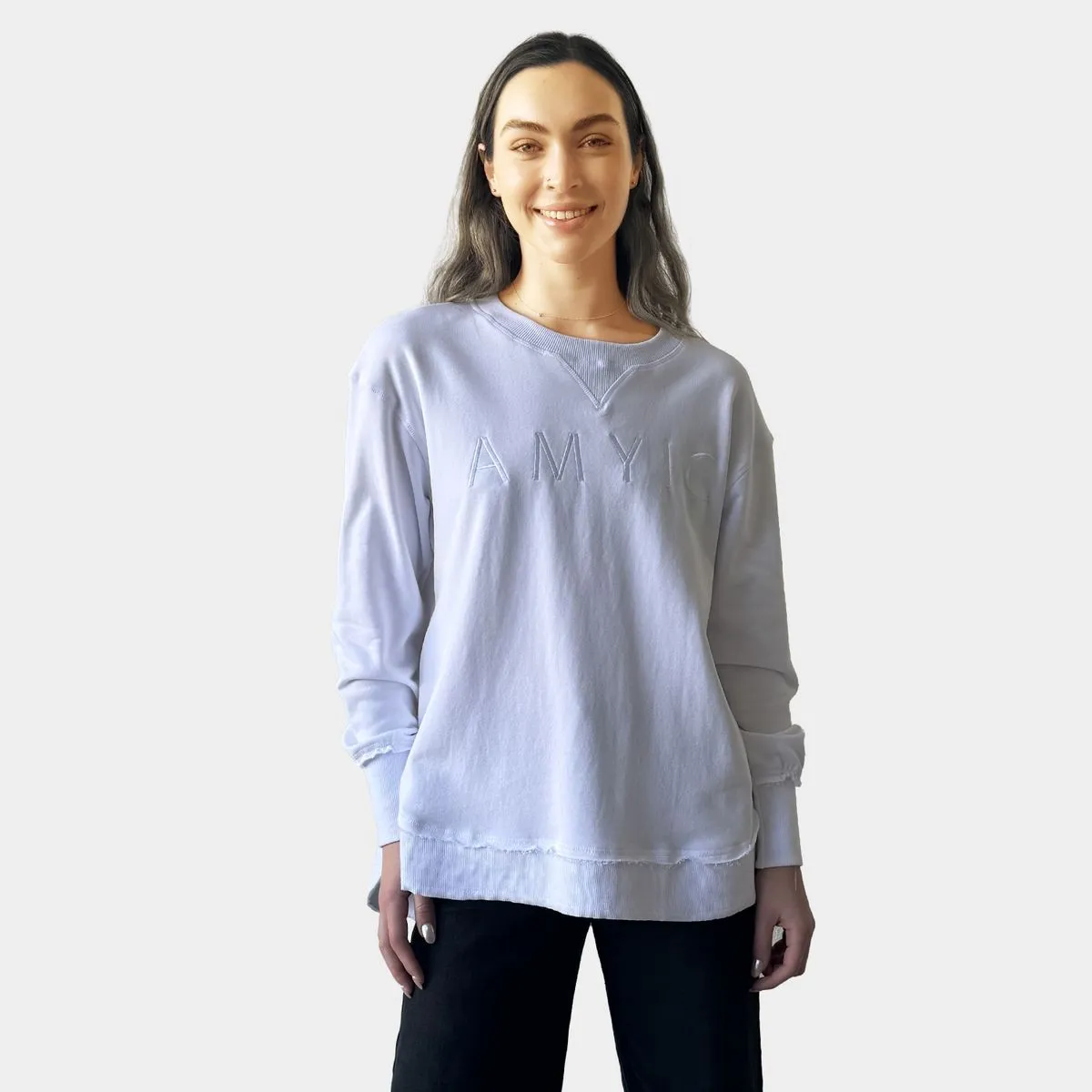 White Embroidered Sweatshirt- Amyic