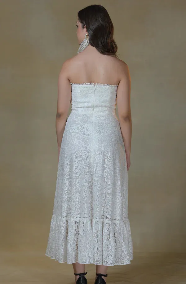 White Lace Asymmetrical Dress