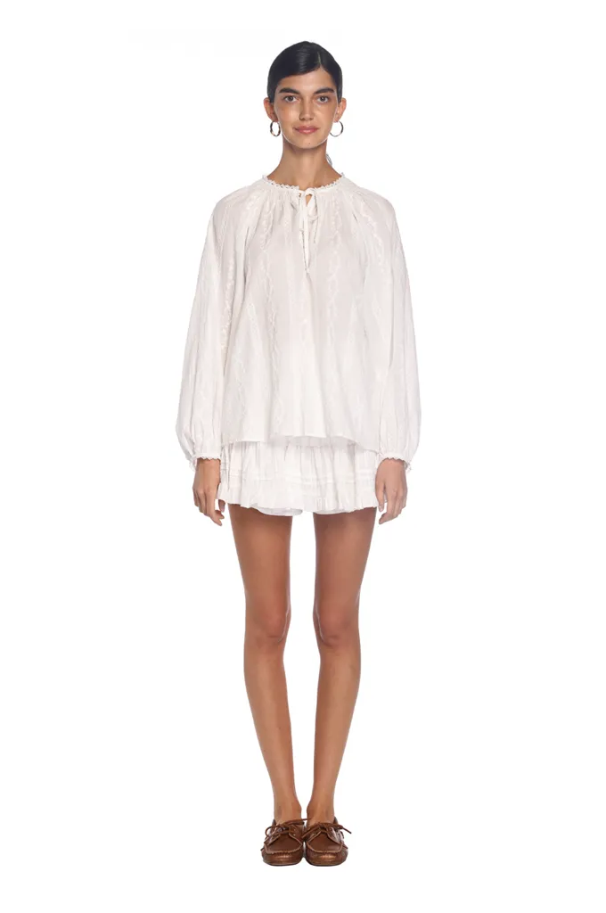 White Petra Motif Blouse